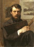 Otto Scholderer Selbstbildnis mit Malutensilien oil painting